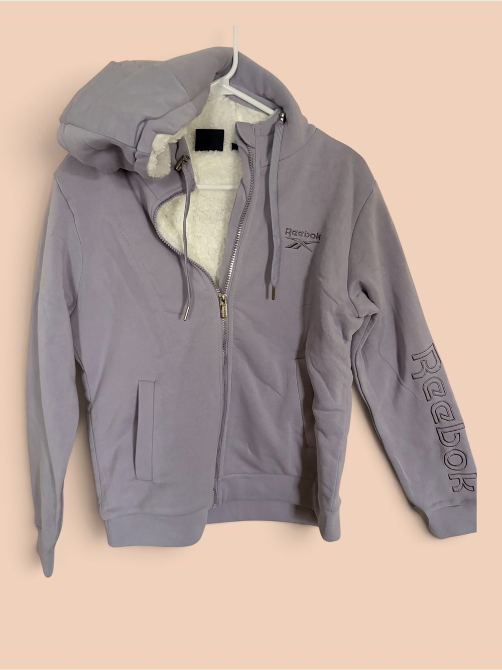 Reebok Women's Lavender Sherpa-Lined Zip Hoodie